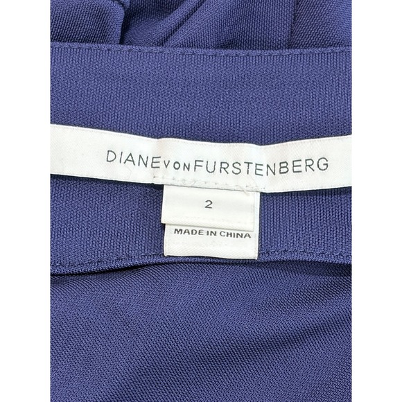Diane von Furstenberg Navy Julian Wrap Dress 2 Long Sleeve Office Classic DVF - Picture 4 of 8